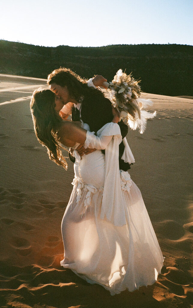 Utah elopement couple captured on 35mm film photo
