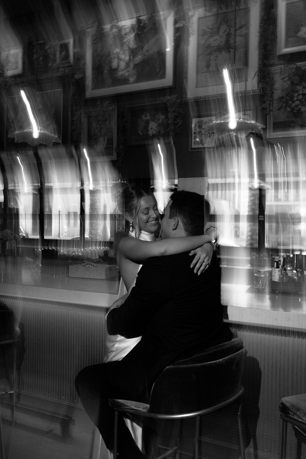 Phoenix courthouse wedding couple embracing in motion blur