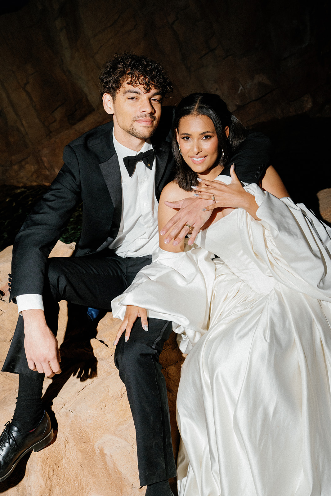 Couple relaxes together at their Joshua Tree House Tucson wedding